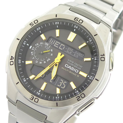カシオ ウェーブセプター クオーツ メンズ 腕時計 WVA-M650D-1A2 ブラック/シルバー
